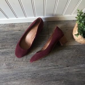 Madewell | Burgundy Suede Ella Heels